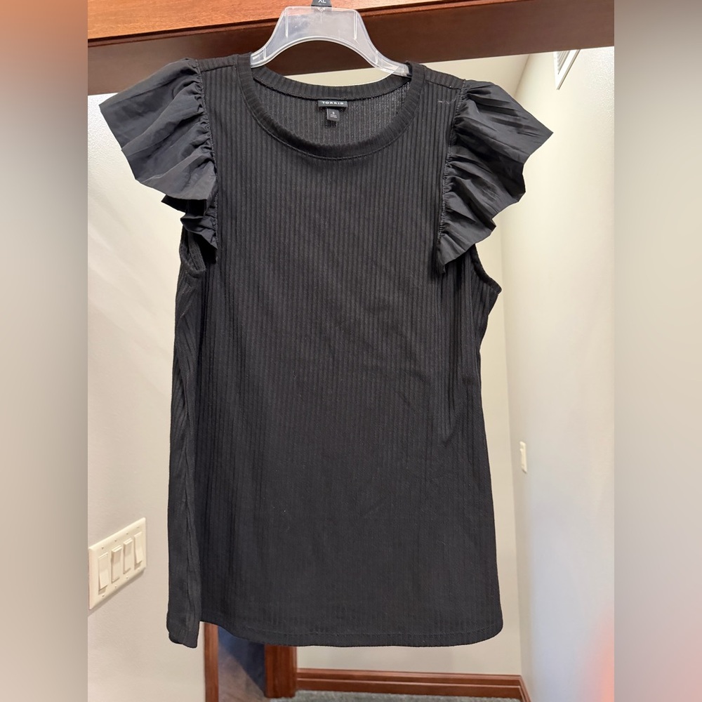 Torrid Black Ruffle Sleeve Tank Top